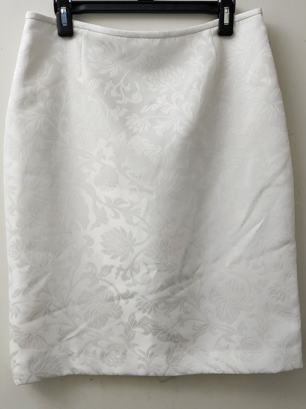 ​Preston & York White Jacquard Damask Knee Length Skirt 8 Floral Special Events
